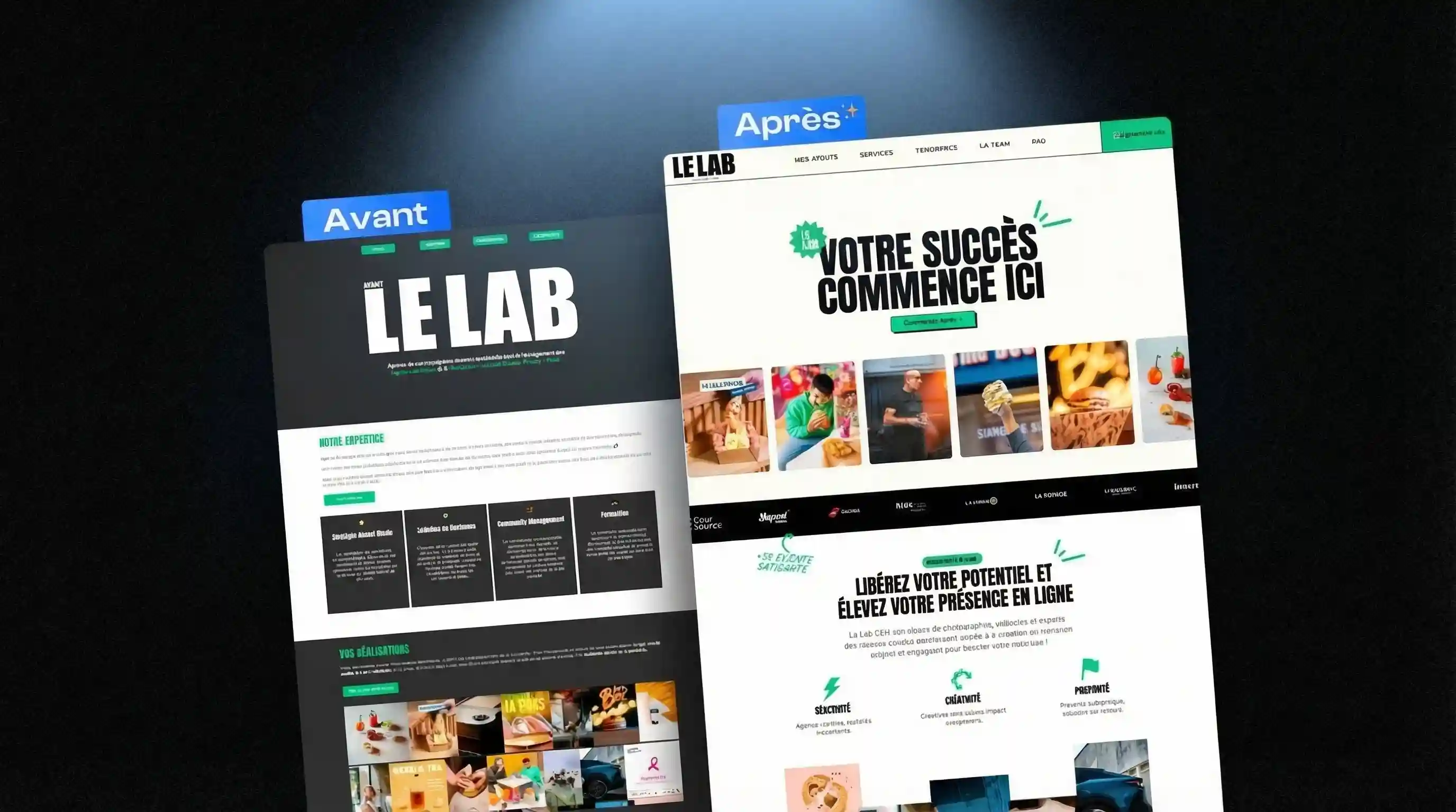 un avant après du site agence le lab