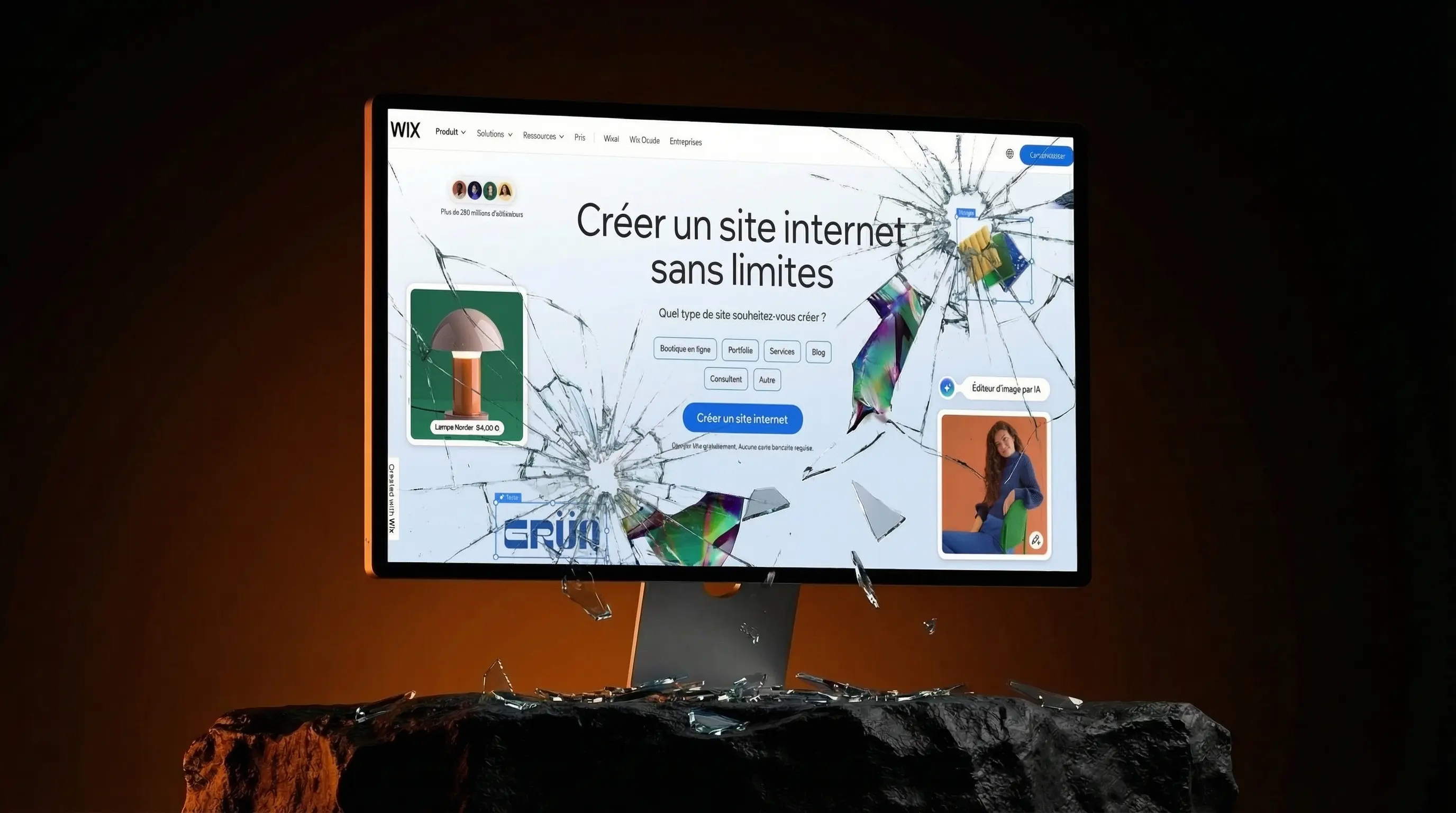 site internet wix ecran brisé