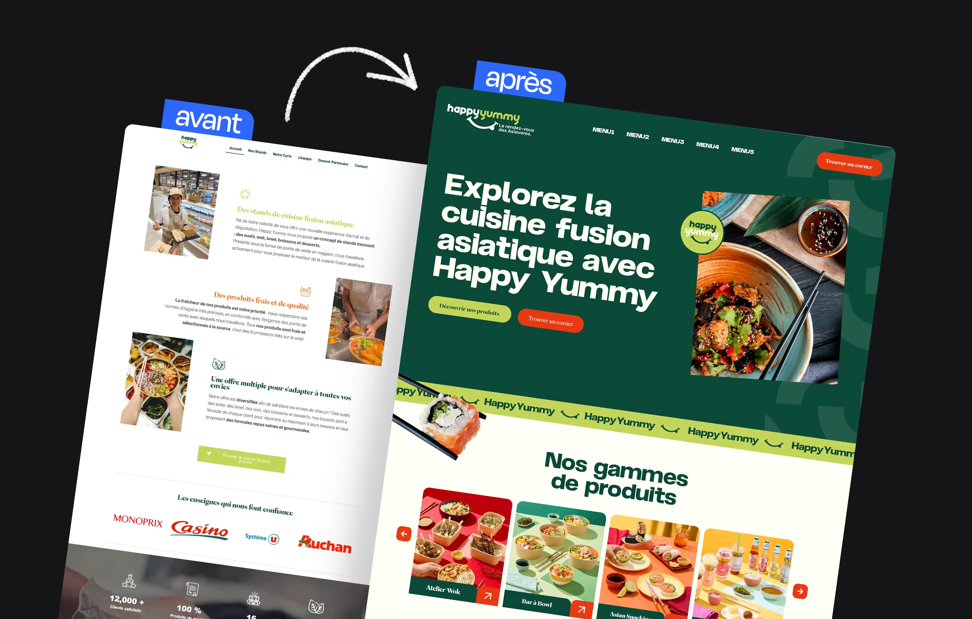 Refonte d'un site internet vitrine pour happy yummy par l'Agence Slasheurs