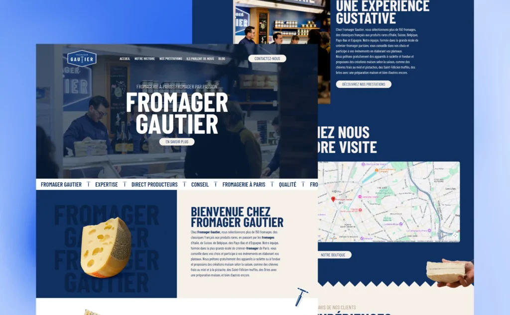 Exemple de site web pour la Fromagerie Gautier réalisé avec WordPress et Elementor