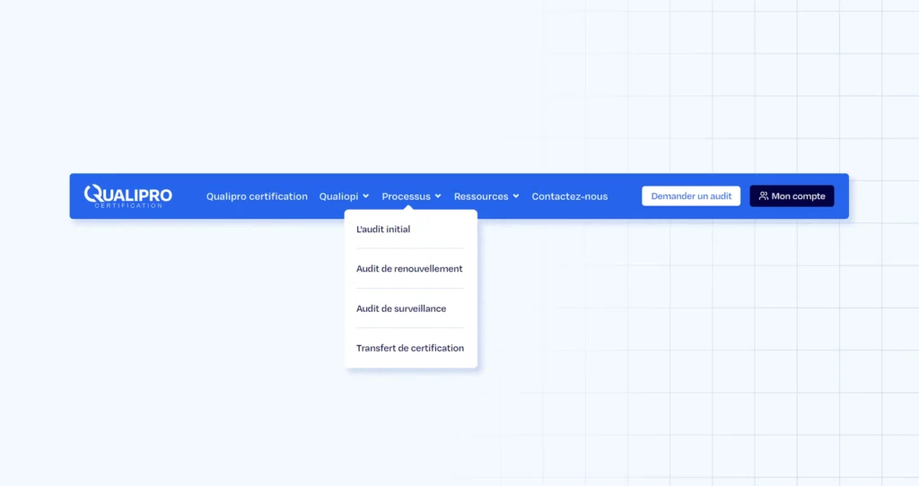 Exemple d'un menu de navigation optimisé pour l'UX et la conversion